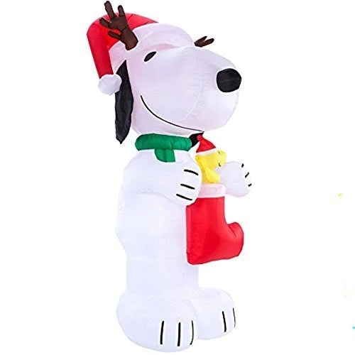 Peanuts Lighted Snoopy Woodstock in Stocking Christmas Inflatable 10ft Tall