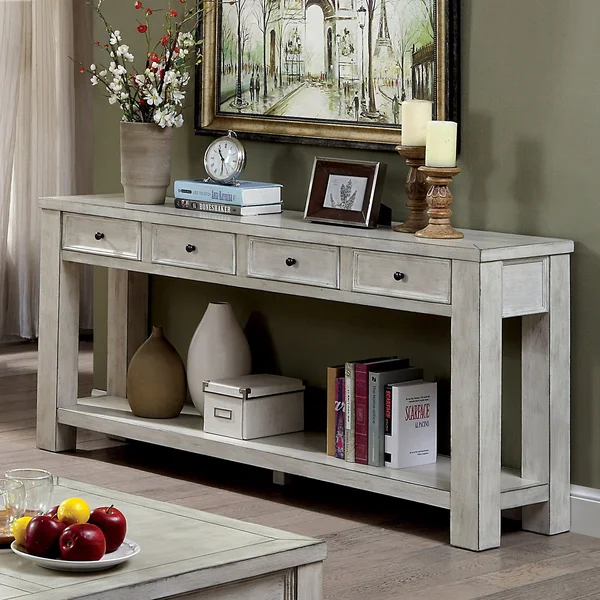 Furniture of America Piza Rustic Solid Wood 4 Drawer Sofa Table