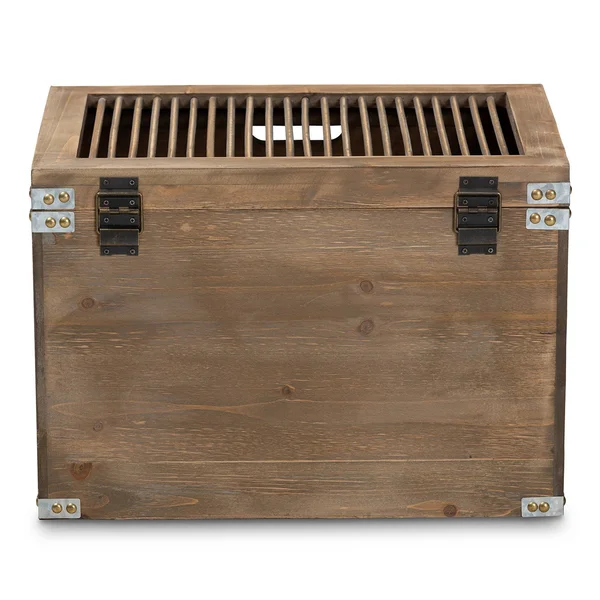 Baxton Studio Clement Rustic Transitional Medium Oak Finished 2-Piece Wood Spindle Storage Trunk Set