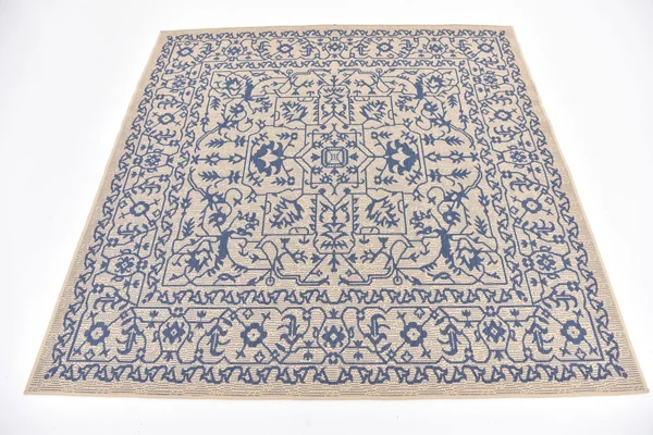 Unique Loom Allover Outdoor Area Rug (6& 0 x 6& 0 Square - Beige)