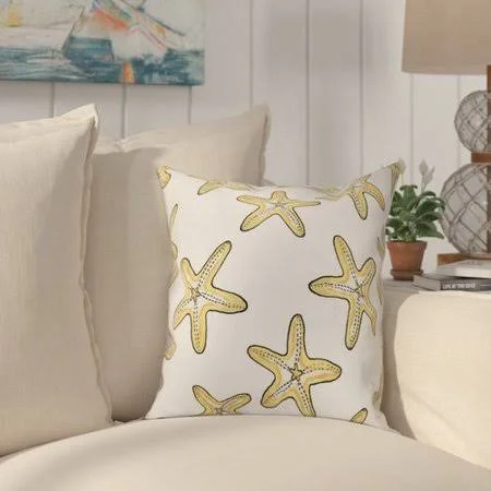 Highland Dunes Cedarville Soft Starfish Geometric Print Throw Pillow, Size: 26 inch x 26 inch, Gold