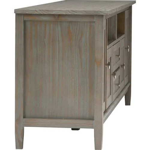 Simpli Home Warm Shaker TV Stand in Distressed Gray