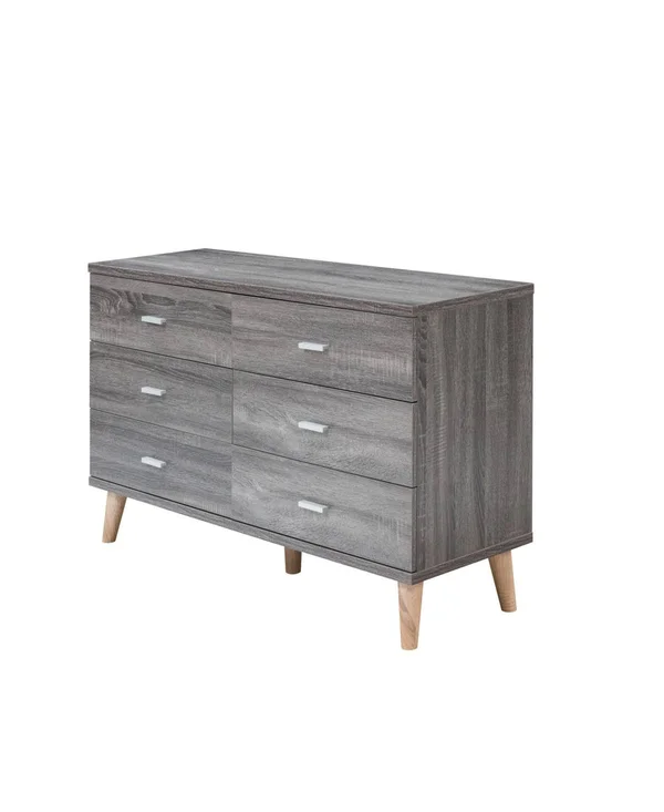 Furniture of America Massenburg Modern 6-Drawer Dresser - Grey