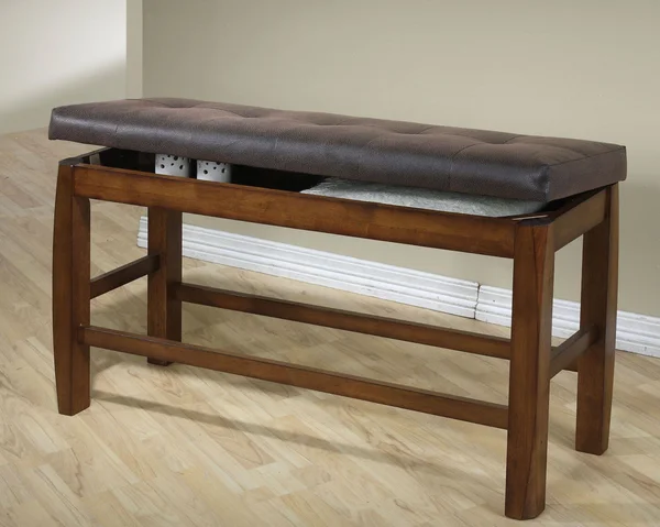 Acme Morrison Counter Height Bench with Storage, Brown PU & Oak