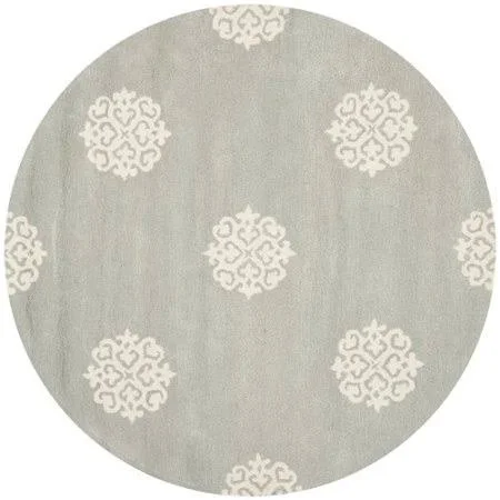 Alcott Hill Backstrom Hand-Tufted Gray/Ivory Area Rug - Size: Round 4'