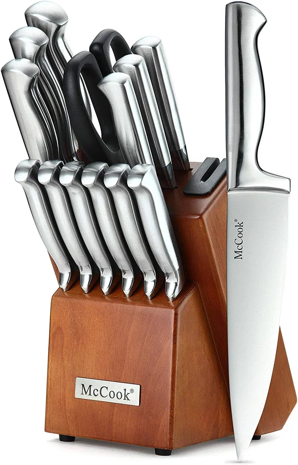 McCook MC29 Knife Sets - 15 Pieces German Stainless Steel Kitchen Knife Block Sets