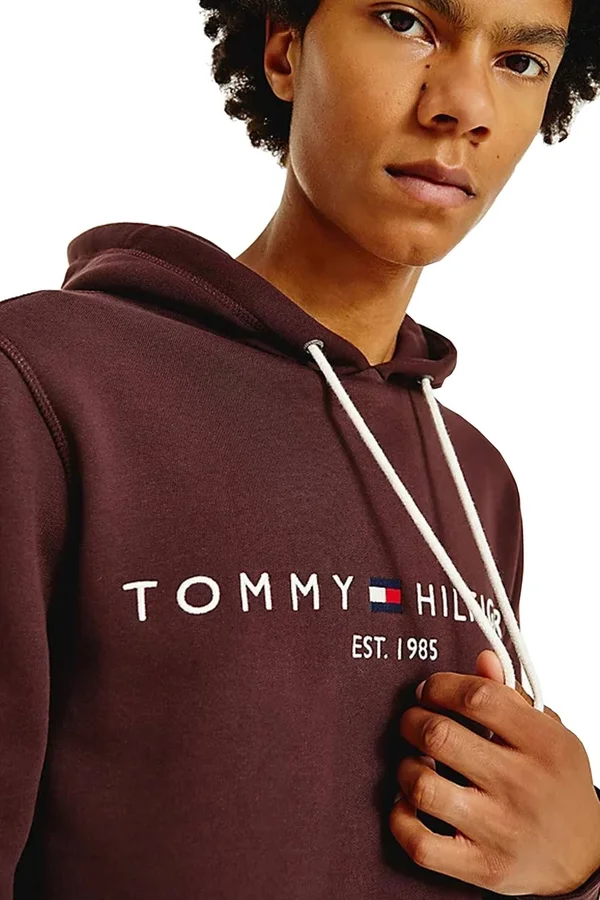 Tommy Hilfiger Logo Hoodie Burgundy