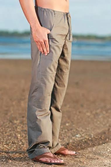 Men's Cotton Capri Kundalini Yoga Pants - Loose Fit - Slate Gray