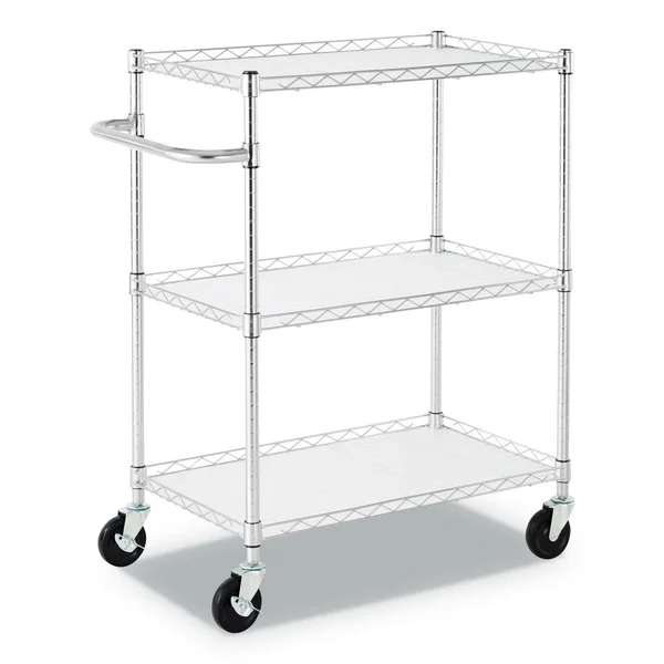 Alera 3-Shelf Wire Cart with Liners 34 1/2x22 x 18x22 x 40x22 Silver 600 lbs Capacity