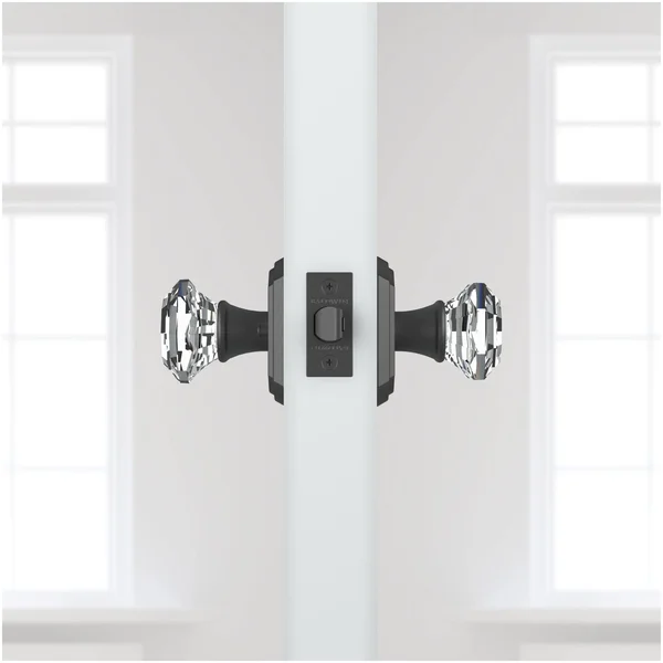 Crystal Privacy Door Knob with Traditional Arch Rose Baldwin Finish: Polished Chrome