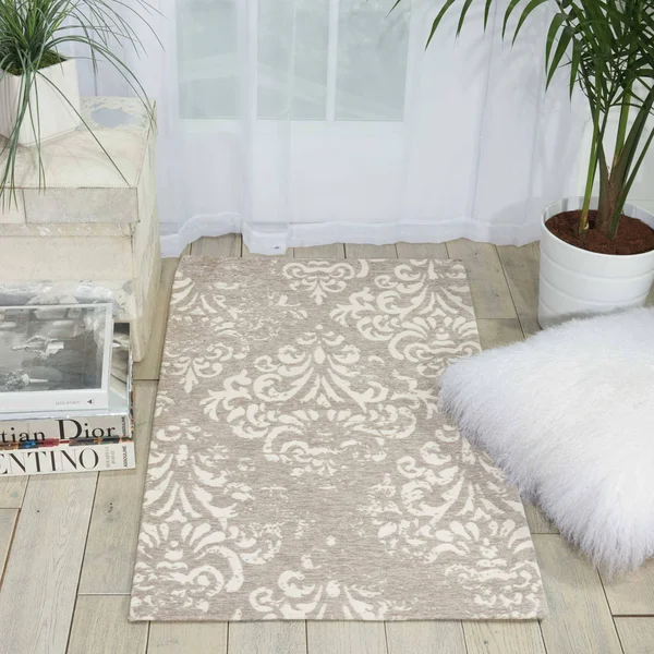 Nourison Damask DAS03 Area Rug, Ivory/Grey, 8& x 10&