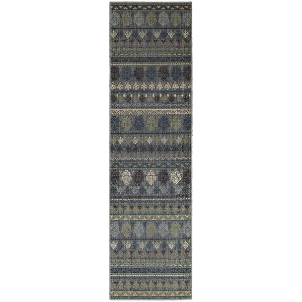 Tommy Bahama Vintage 591E2 2&7x22 x 9&4x22 Runner Blue, Blue Area Rug