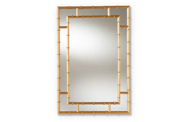 Baxton Studio Adra Gold Finished Bamboo Accent Wall Mirror