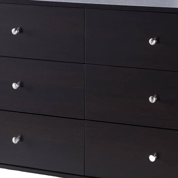 Saltoro Sherpi 47.25 Inches 6 Drawer Dresser with Straight Legs, Dark Brown
