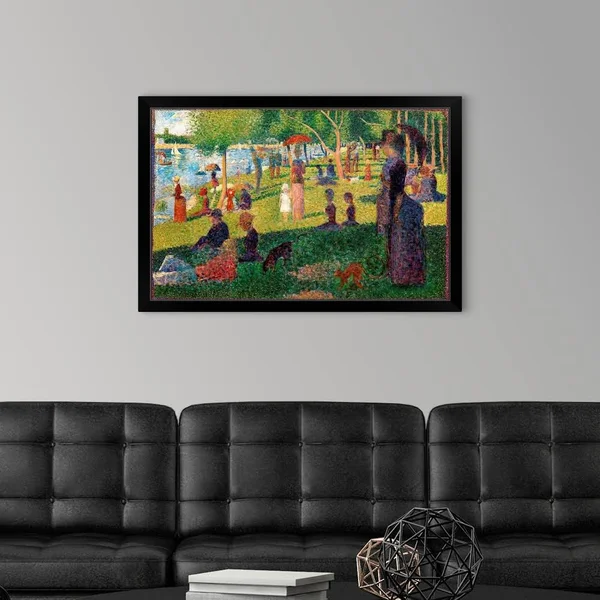A Sunday on La Grande Jatte, Black Framed Wall Art, 36x24, Great Big Canvas