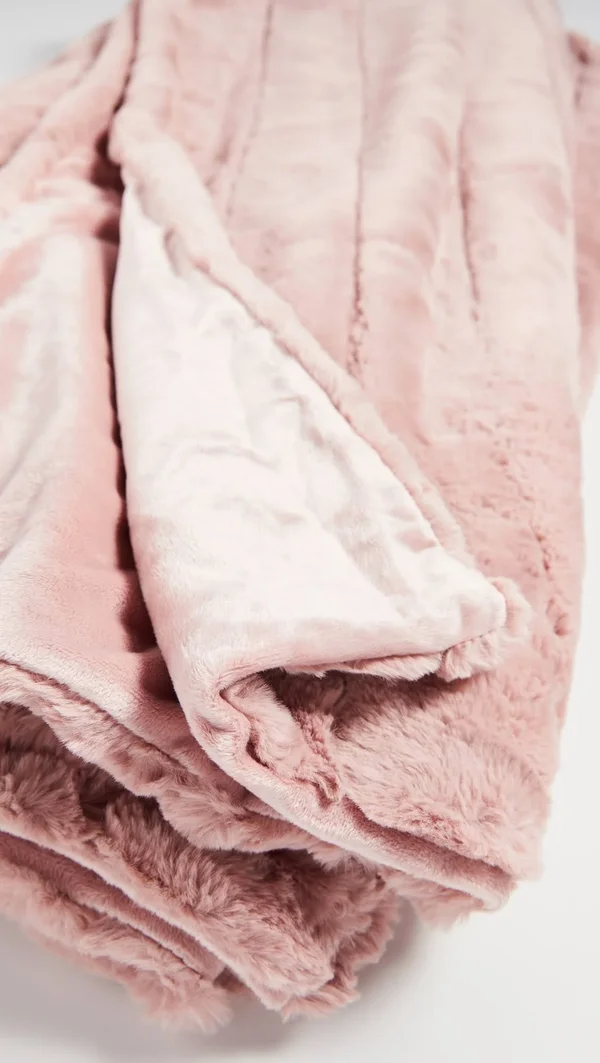 Fabulous Furs Posh Faux Fur Throw, Blush