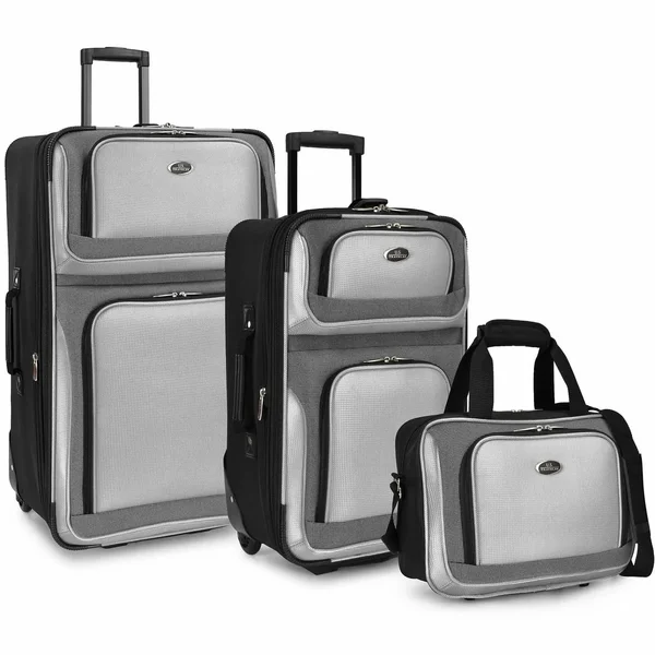 U.S. Traveler New Yorker Lightweight Expandable Rolling Luggage, Black, 3-Piece Set