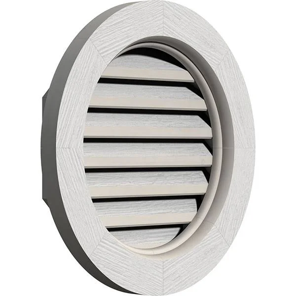 Ekena Millwork GVWRO12X1200RFPWR 12x22W x 12x22H Round Gable Vent (17x22W x 17x22H Frame Size): Primed - Functional, Rough Sawn W