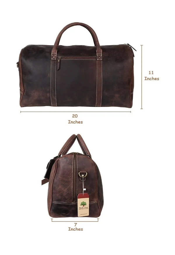 Handmade Leather Carry on Bag - Airplane Underseat Travel Duffel Bags