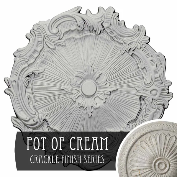 16 3/4x22OD x 1 3/8x22P Plymouth Ceiling Medallion (Fits Canopies Up to 1 5/8x22), Hand-Painted Pot of Cream Crackle