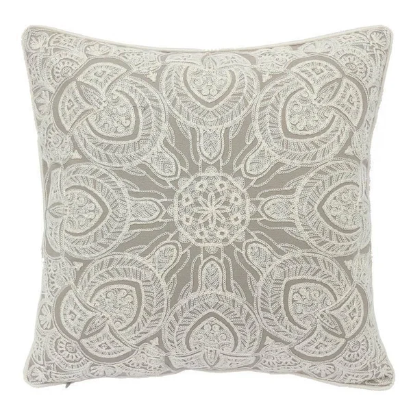 14 Karat Home Inc. Embroidered Cotton Throw Pillow, Gray