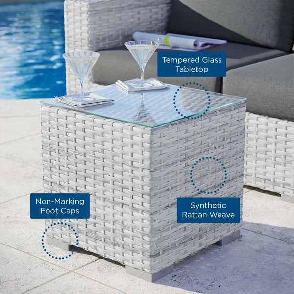 Convene Outdoor Patio Side Table Light Gray Modway