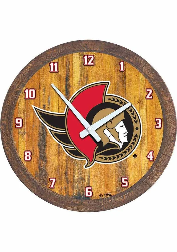 Ottawa Senators: Faux Barrel Top Wall Clock, Size: 1.5