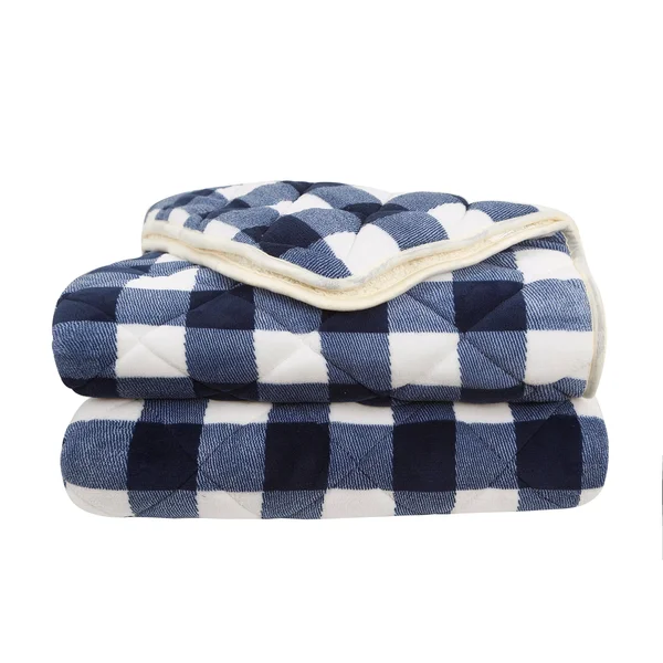 Lorient Home Ultra Soft Premium Reversible Microfiber Sherpa Blanket King 110x92 Cozy Light Weight for All Seasons Navy