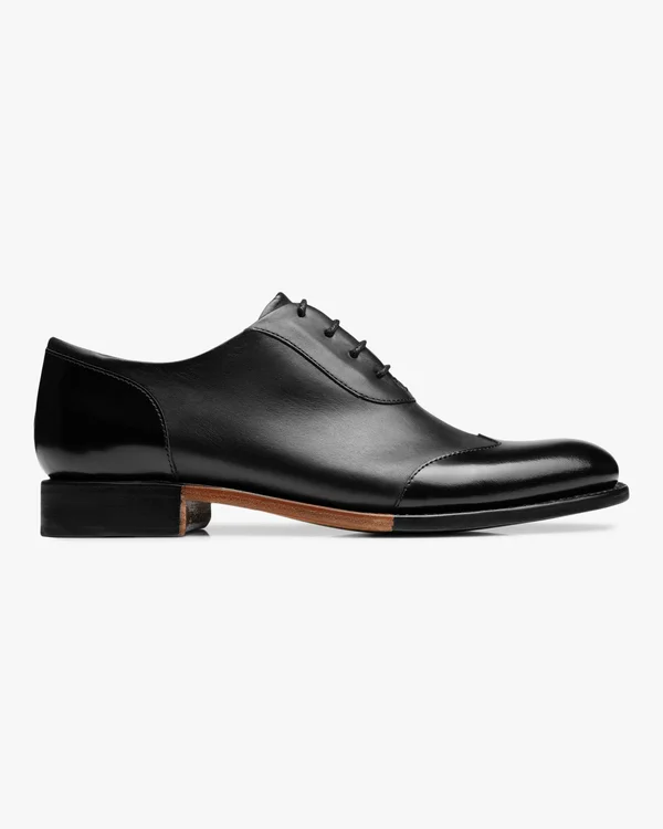The Office of Angela Scott Women's Mr. Evans Wingtip Oxford in Black on Black Size 38.5 - Leather