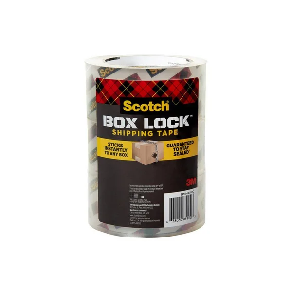 3M Box Lock 1.88 in. x 54.6 yd. 3 in. Packaging Tape 3-Pack (Case of 4)