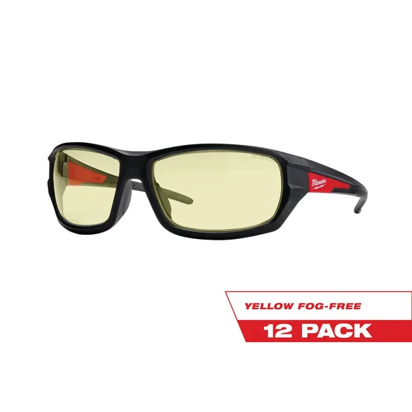Milwaukee Performance Safety Glasses with Yellow Fog-Free Lenses (12-Pack)