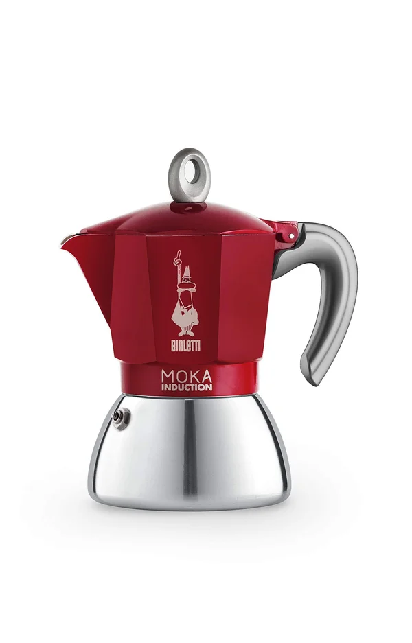 Bialetti Moka Induction Red 6 Cup Stovetop Espresso Maker
