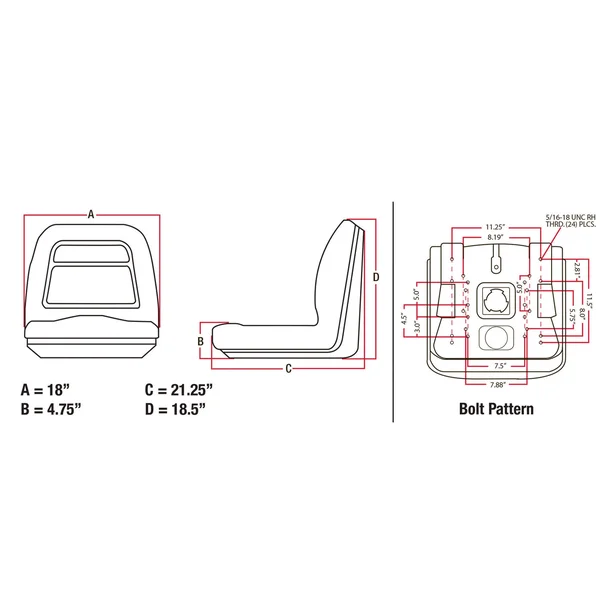 Au0026I Products LGT100GR Tractor Lawn, Garden Gray Vinyl Seat