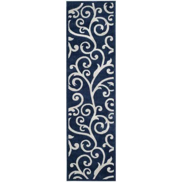 Safavieh Cottage Cot927b 5&3x22 x 7&7x22 Navy - Creme Rug