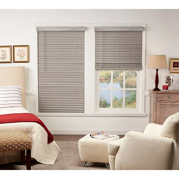 St. Charles Room Darkening 44x22 x 48x22 Cordless Faux Wood Blind in Grey