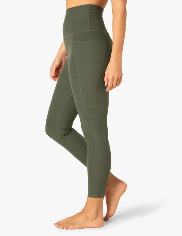 Beyond Yoga Women's Spacedye Out of Pocket High Waisted 7/8 Leggings - Eden Green Heather Medium - Spandex