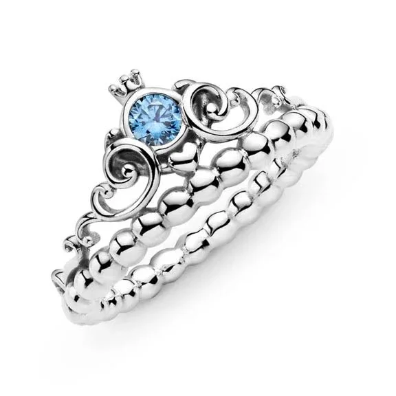 Pandora 199191C01-60 Disney Cinderella Blue Tiara Ring Size 9