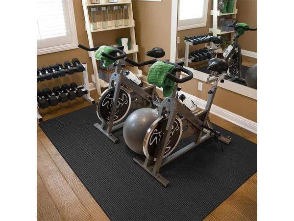 House - Home and More Indoor/Outdoor Double-Ribbed Carpet Area Rug with Skid-Resistant Rubber Backing - Smokey Black - 3' x 6'