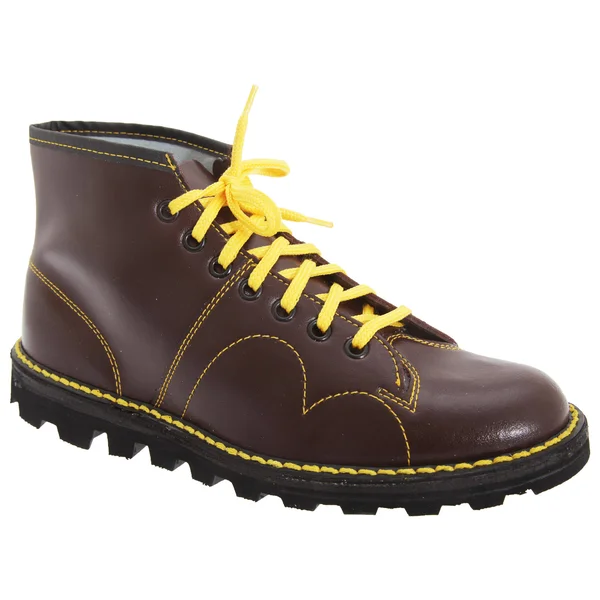 Grafters Mens Original Coated Leather Retro Monkey Boots - Wine - 8 US