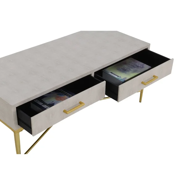 Ashley Coffee Table White Scallop/Gold - Breighton Home