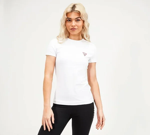 Guess Womens Mini Triangle T-Shirt - White - Size M