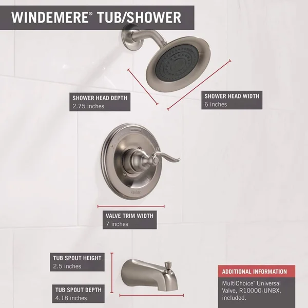 Tub and Shower Faucet Delta Faucet 144996-BN Brushed Nickel