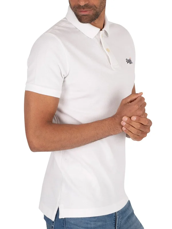 Superdry Organic Cotton Classic Pique Polo Shirt - White - Polo Shirts