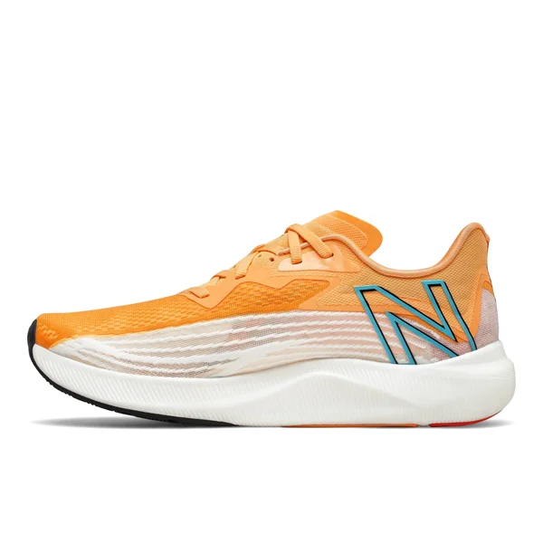New Balance Men's FuelCell Rebel V2 White with Habanero, 16, D
