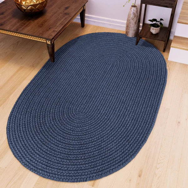Pura Braided Rug in Sailor Blue 2' x 3' Oval