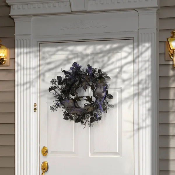 National Tree 24x22 Bats, Skulls and Spiders Halloween Wreath