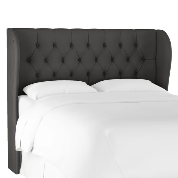 Twin Tufted Wingback Headboard Dark Gray Velvet - Threshold