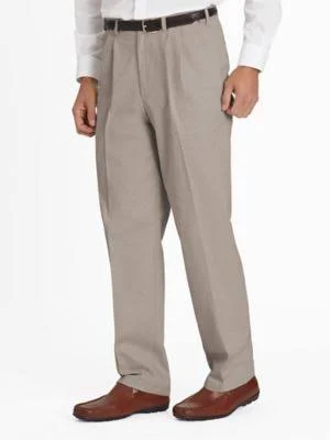 John Blair Men's Adjust-A-Band Relaxed-Fit Pleated Chinos, Khaki Tan 38 L
