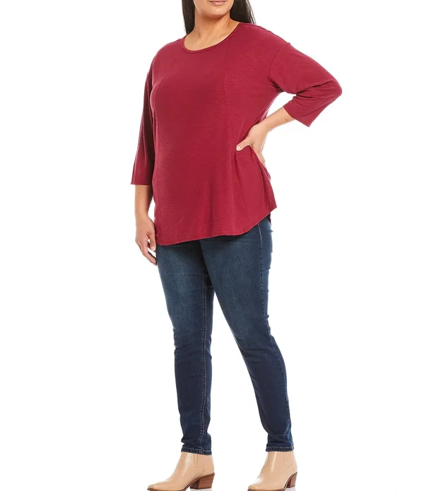 Westbound Plus Size 34 Sleeve Seam Solid Cotton Blend Tee, Womens, 2X, Antique Green - Dillard&s Exclusive