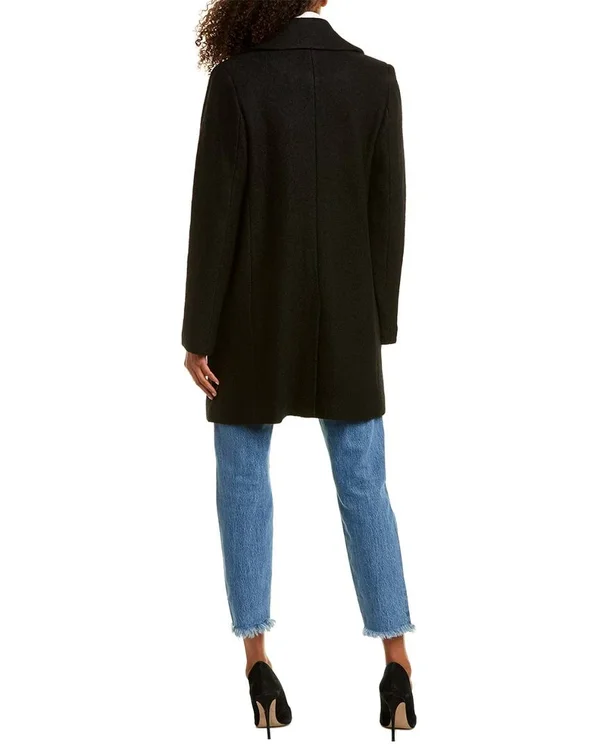 Tahari Notch Collar Long Sleeve Coat 3014062 - Xs, Black